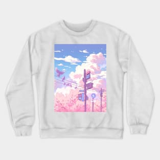 The beautiful sky, traffic lights, and pigeons Crewneck Sweatshirt